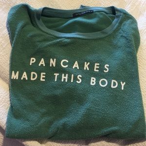 Wildfox Small Teal Sweatshirt Pancakes Made this